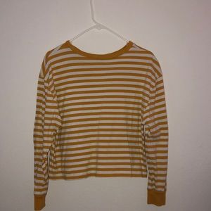 Mustard yellow striped long sleeve shirt